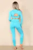 Blue Cut Out Top And Push Up Legging Gym Set - Mina sold by Storm Desire
