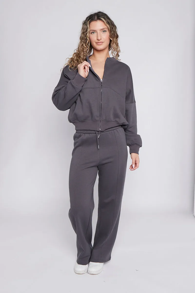 Bomber Style Oversize Fleece Zipper & Jogger Set - Sara sold by Storm Desire product image thumbnail 3