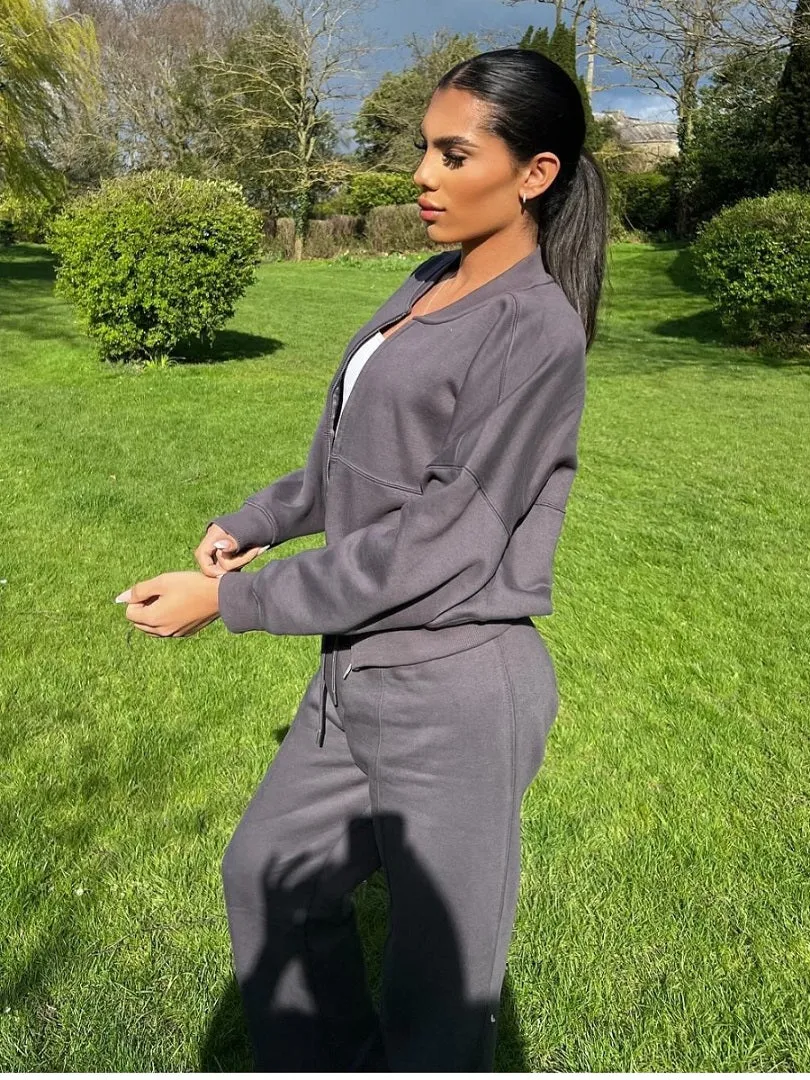 Bomber Style Oversize Fleece Zipper & Jogger Set - Sara sold by Storm Desire product image thumbnail 2