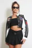 Black Faux Leather Slogan Cropped Biker Jacket - Millie sold by Storm Desire