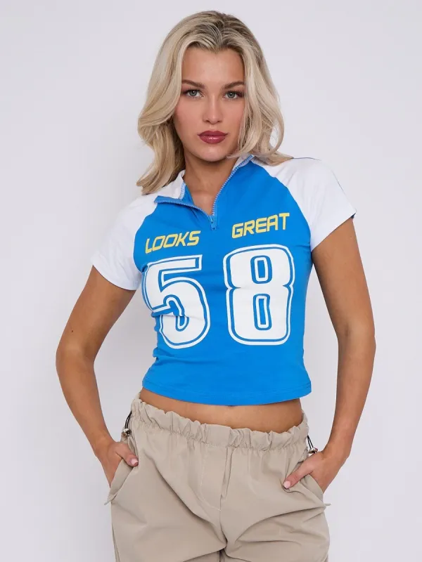 Looks Great 58 Half Zip Crop Top - Peyton sold by Storm Desire