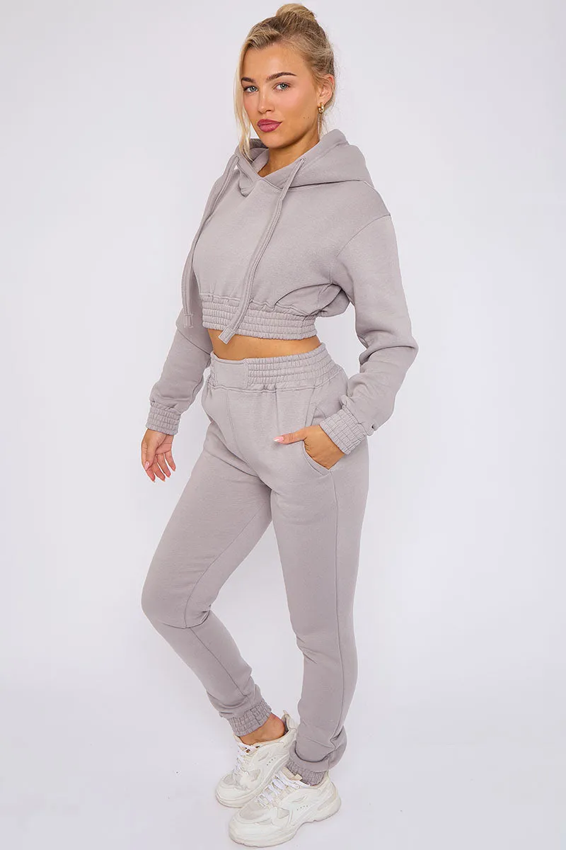 Dove Grey Crop Hooded Loungewear - Heidi sold by Storm Desire product image thumbnail 2
