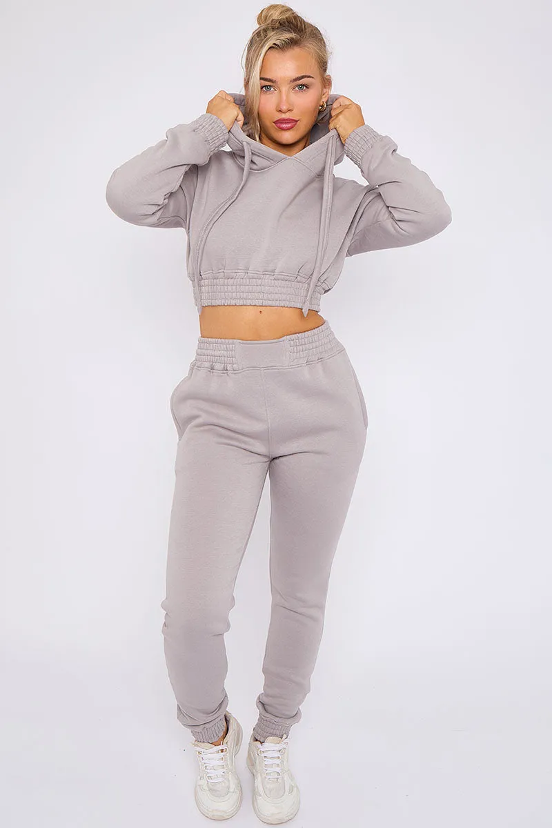 Dove Grey Crop Hooded Loungewear - Heidi sold by Storm Desire product image thumbnail 5