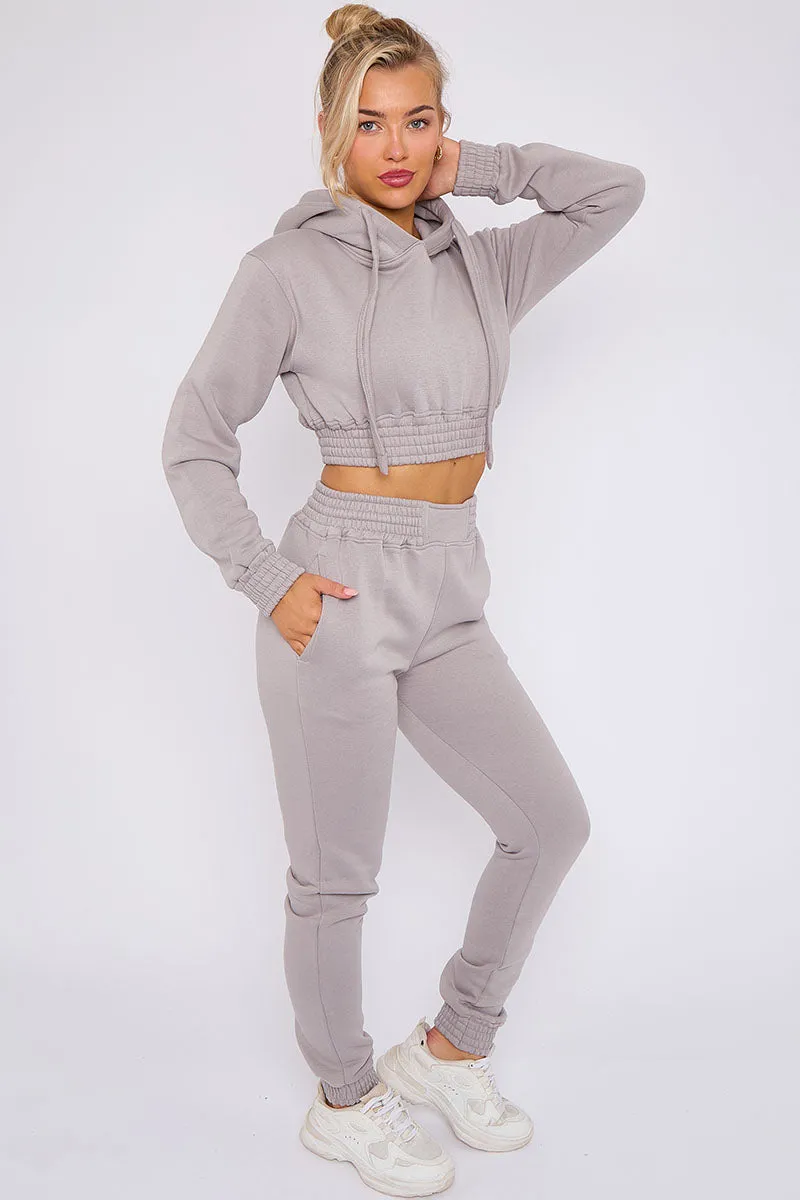 Dove Grey Crop Hooded Loungewear - Heidi sold by Storm Desire product image thumbnail 3