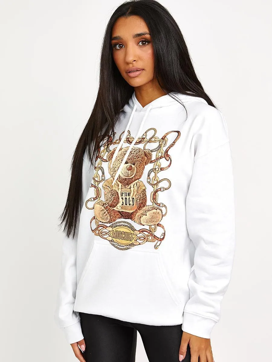 White Mischief Teddy Graphic Print Hoodie - Promise sold by Storm Desire product image thumbnail 3