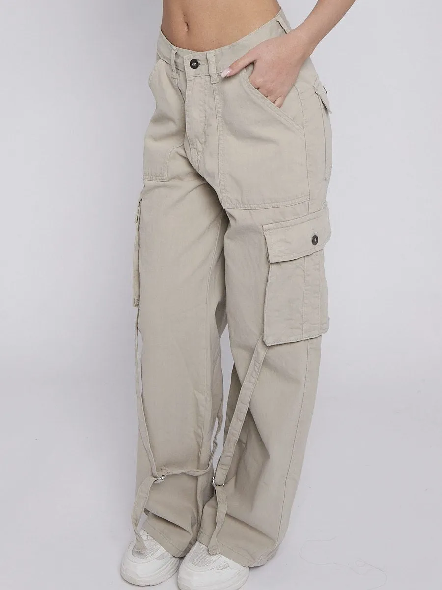 Stone High Waist Wide Leg Cargo Jeans - Alice sold by Storm Desire product image thumbnail 5