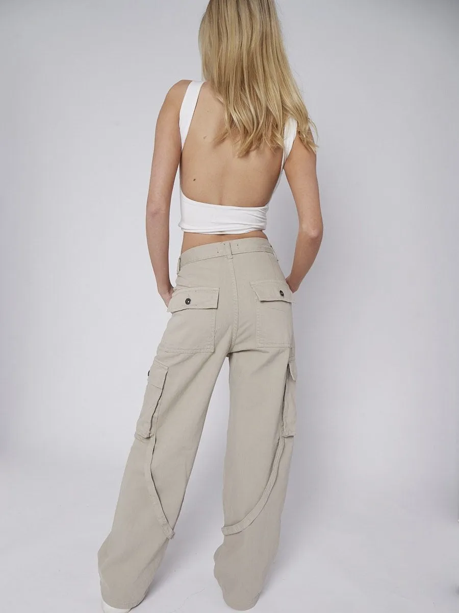 Stone High Waist Wide Leg Cargo Jeans - Alice sold by Storm Desire product image thumbnail 2