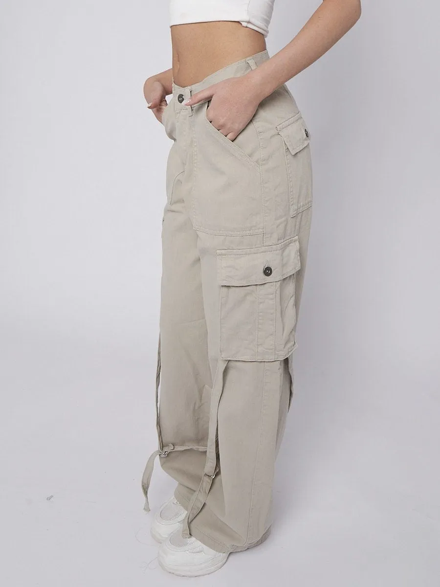 Stone High Waist Wide Leg Cargo Jeans - Alice sold by Storm Desire product image thumbnail 3
