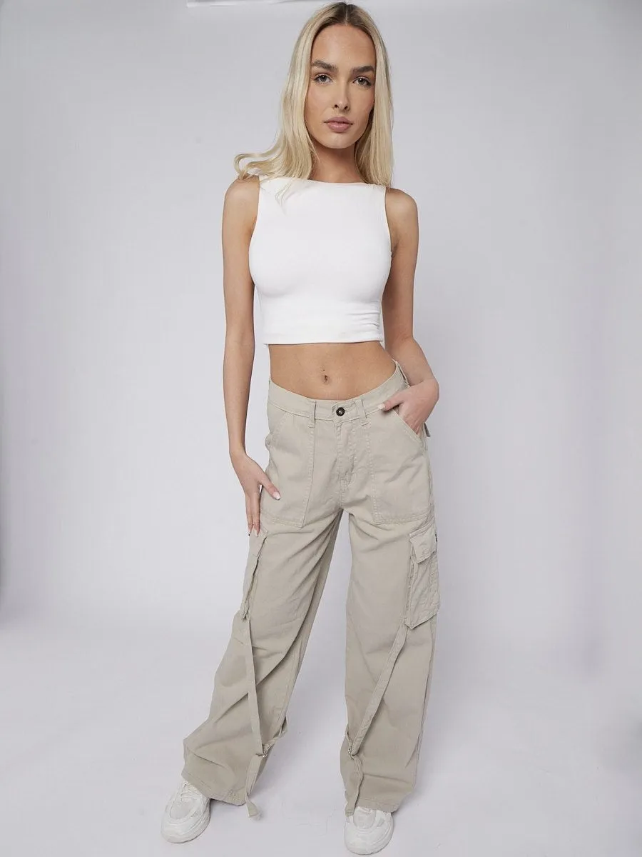 Stone High Waist Wide Leg Cargo Jeans - Alice sold by Storm Desire product image thumbnail 4