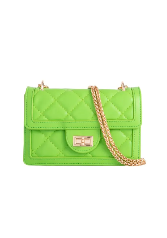 Neon Green Quilted Mini Crossbody Bag - Clementine sold by Storm Desire