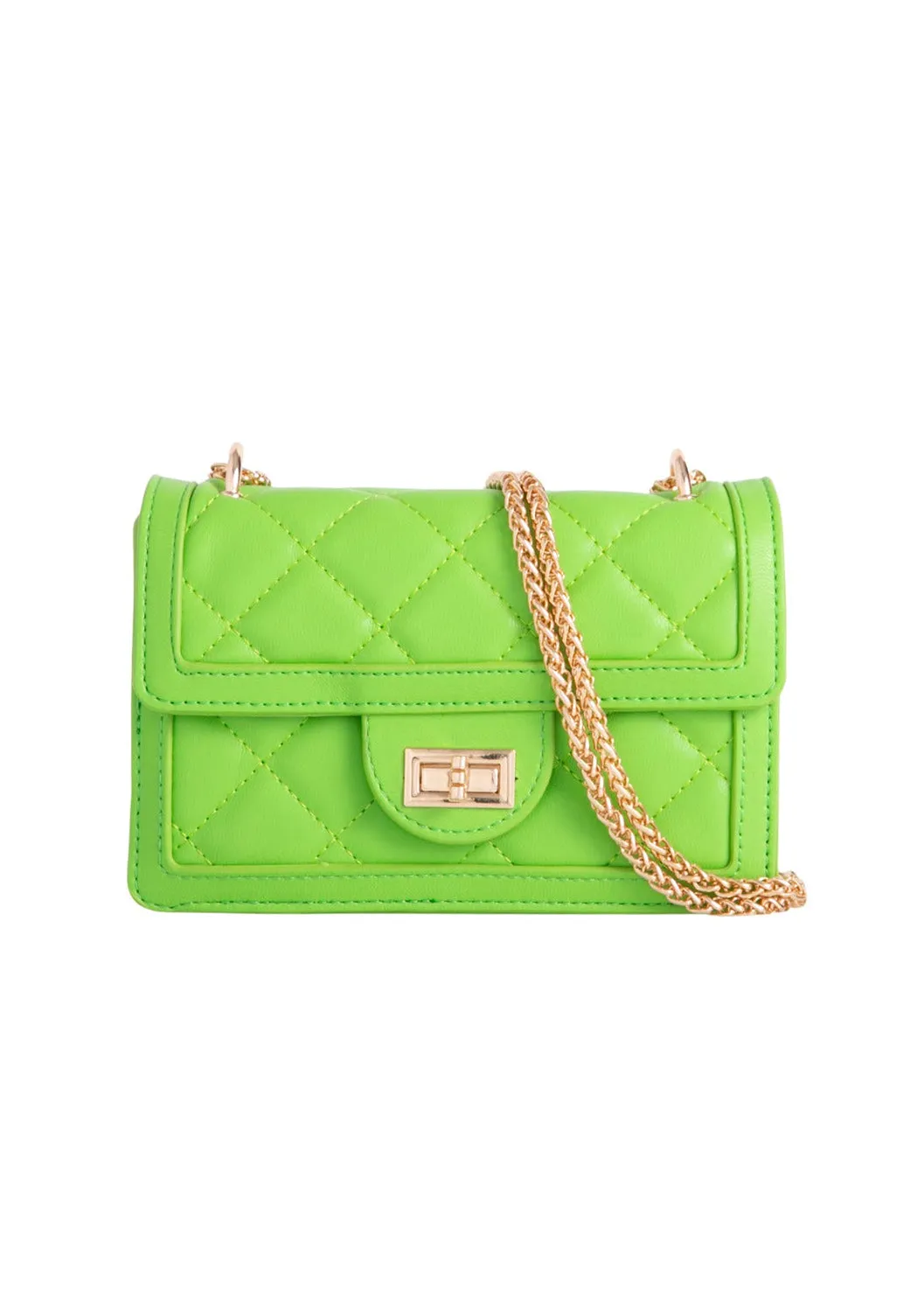 Neon Green Quilted Mini Crossbody Bag - Clementine sold by Storm Desire