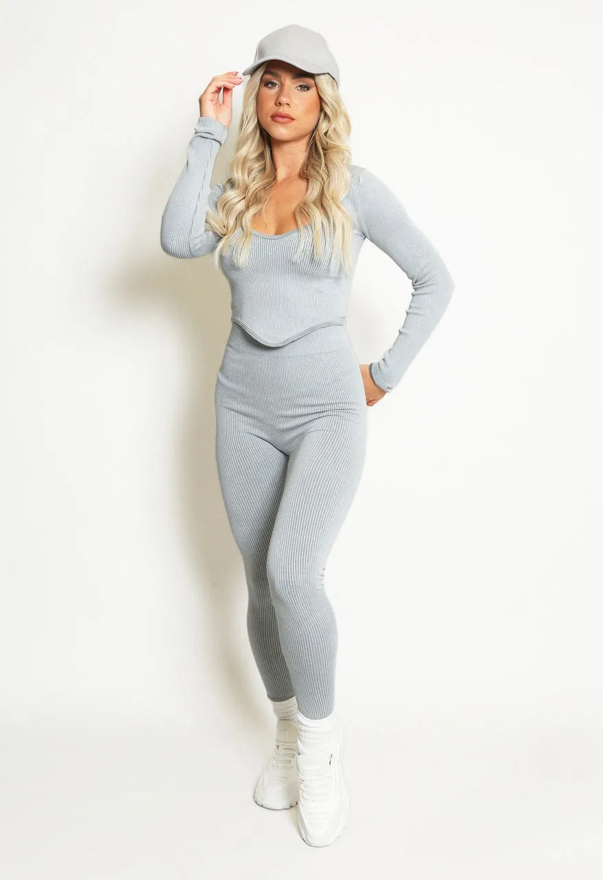 Grey Front Drip Ribbed Gym Set - Harlee sold by Storm Desire product image thumbnail 4