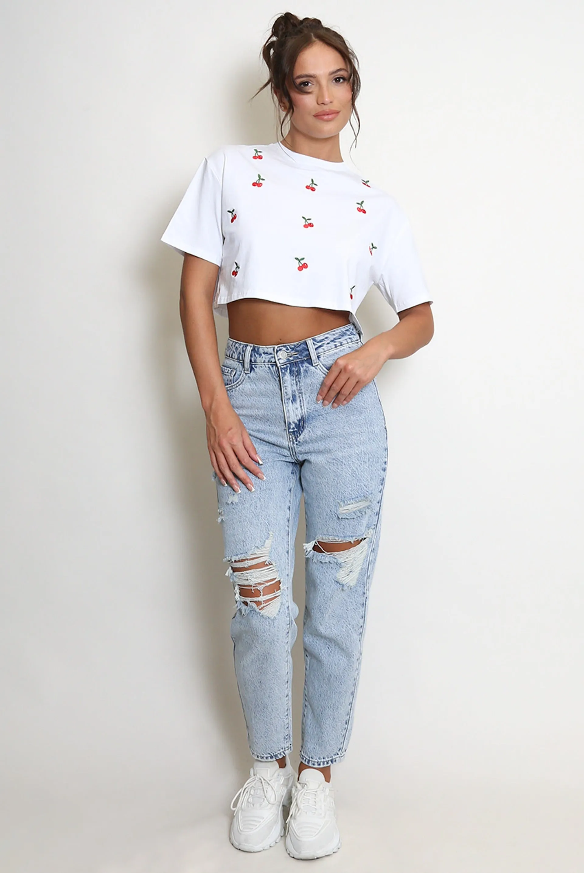 Cherry Embroidered Cropped T-Shirt - June sold by Storm Desire product image thumbnail 5