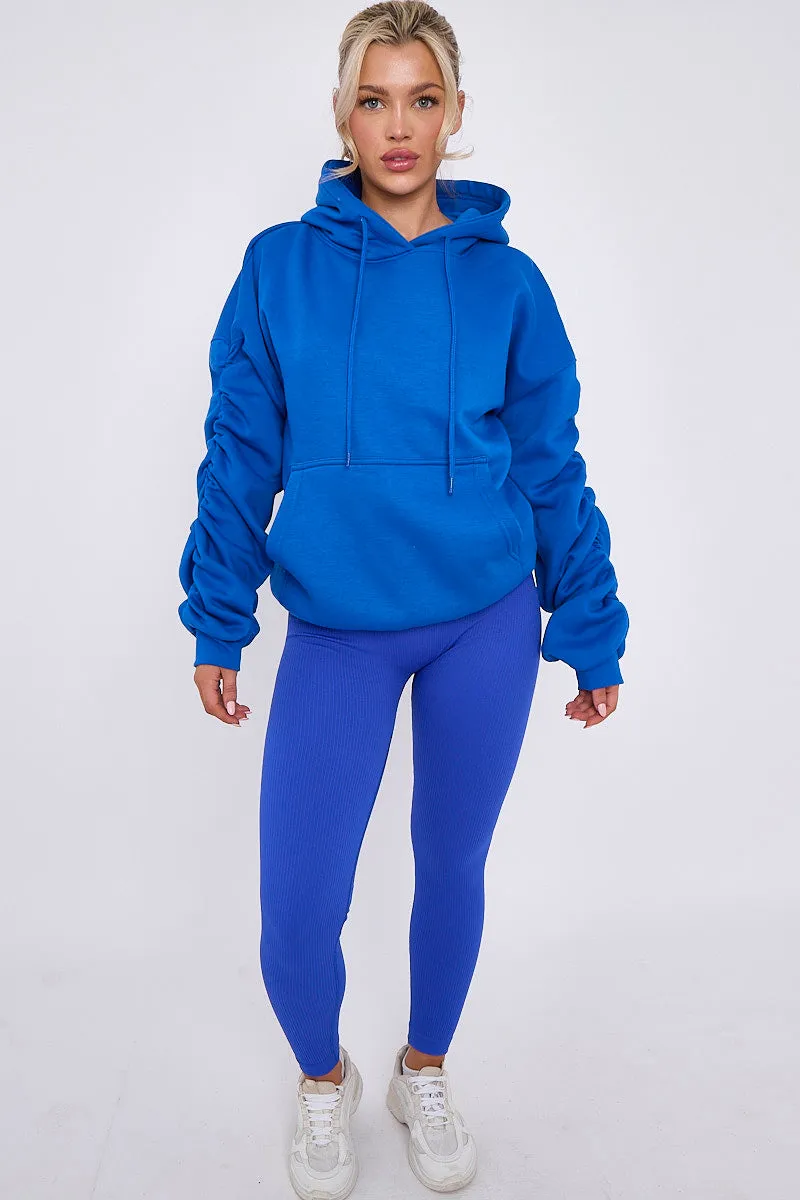 Ribbed Leggings & Ruched Sleeve Hoodie Set - Ellie sold by Storm Desire product image thumbnail 3