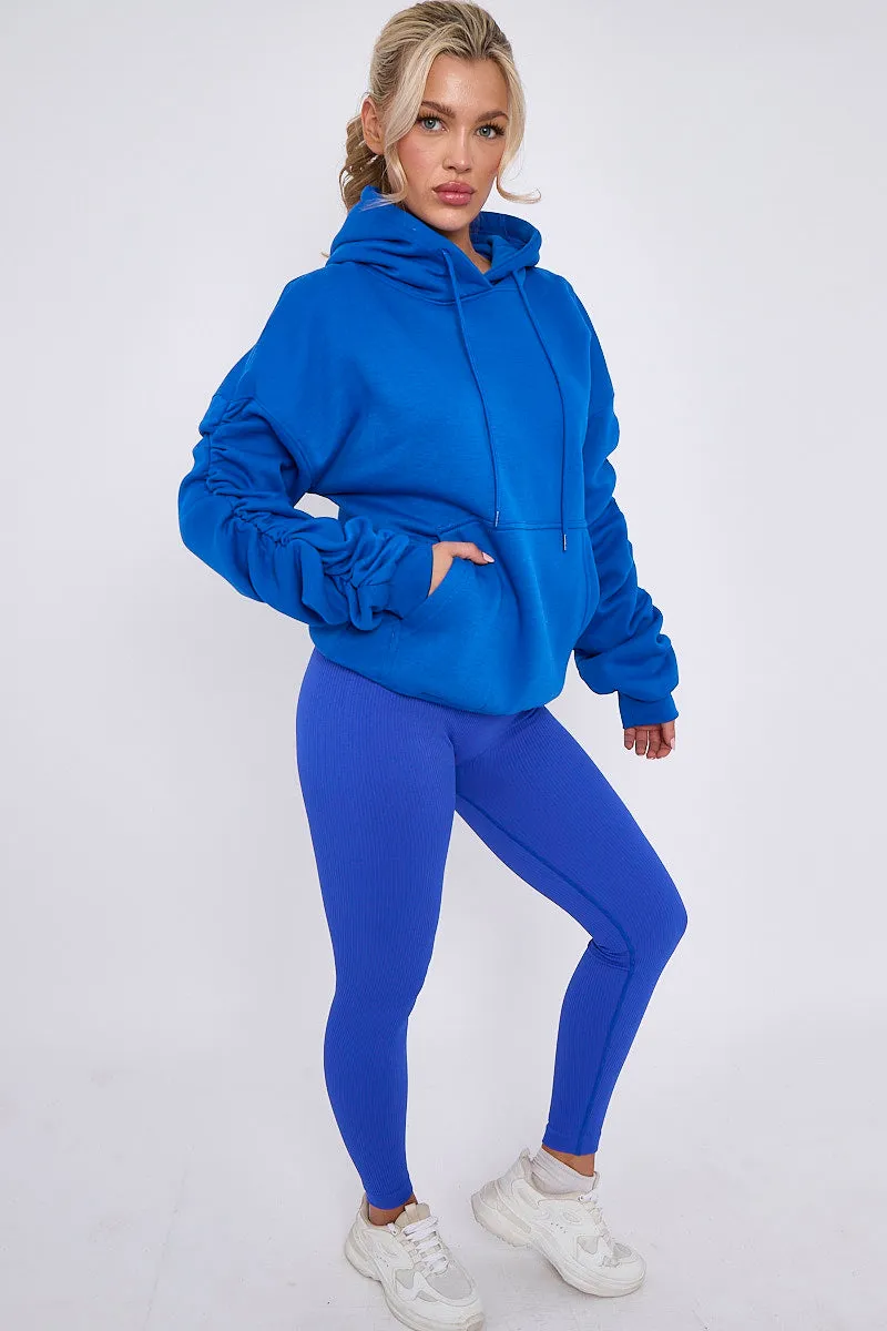 Ribbed Leggings & Ruched Sleeve Hoodie Set - Ellie sold by Storm Desire product image thumbnail 5