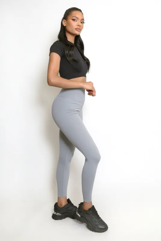 Dove Grey High Waisted Sports Energy Leggings - Lexi sold by Storm Desire