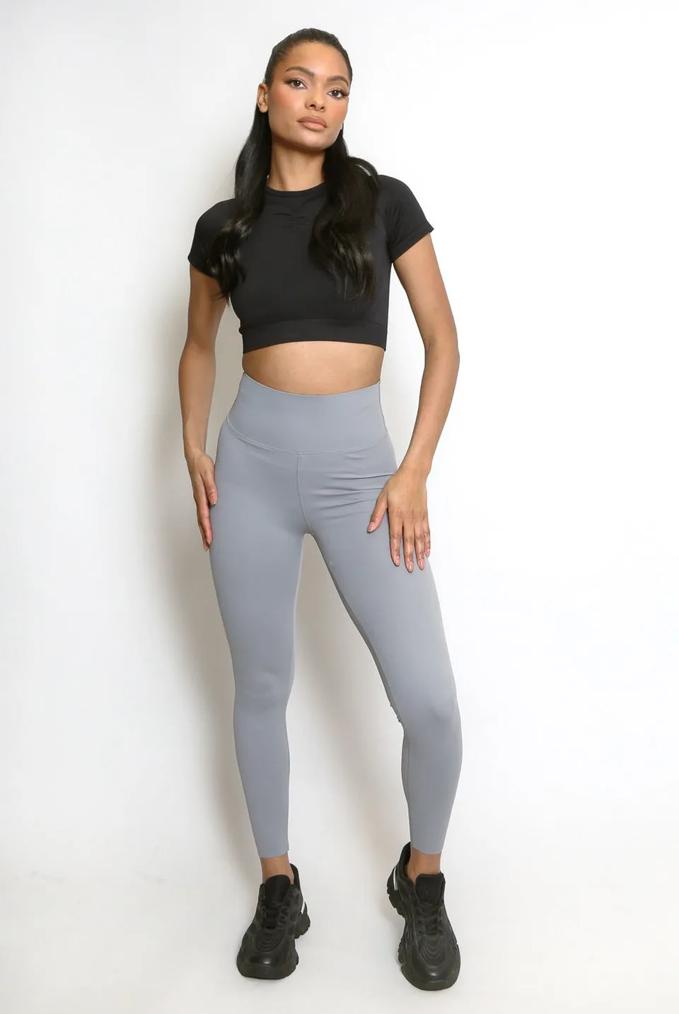Dove Grey High Waisted Sports Energy Leggings - Lexi sold by Storm Desire product image thumbnail 2