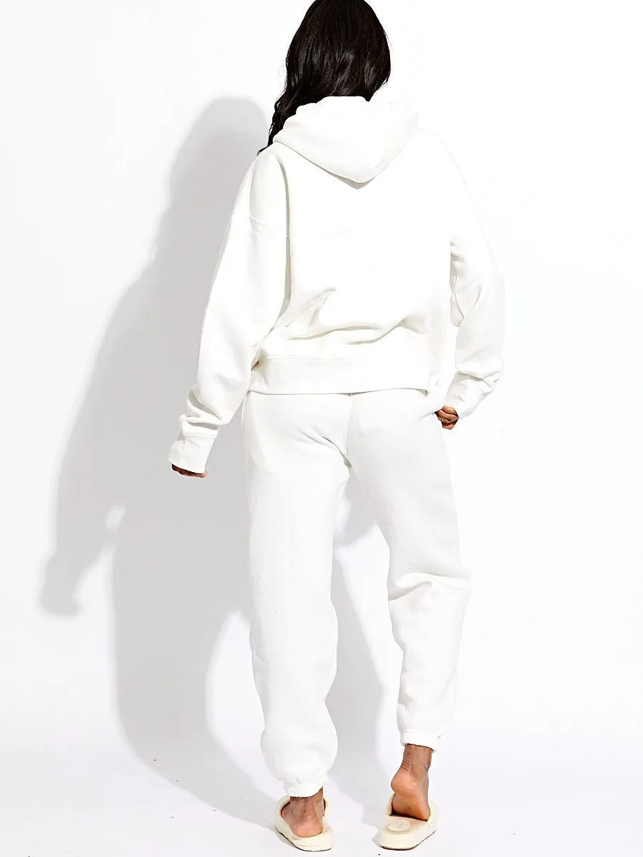 White Lovely Club Slogan Fleece Loungewear Set - Jianna sold by Storm Desire product image thumbnail 2