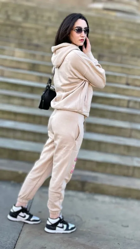 Beige Lovely Club Slogan Fleece Loungewear Set - Jianna sold by Storm Desire product image thumbnail 3