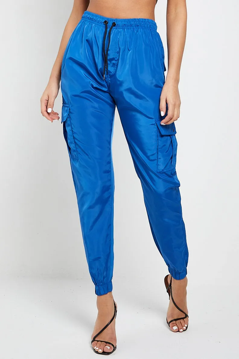 Royal Blue Lightweight Shell Cargo Joggers - Allie sold by Storm Desire product image thumbnail 2