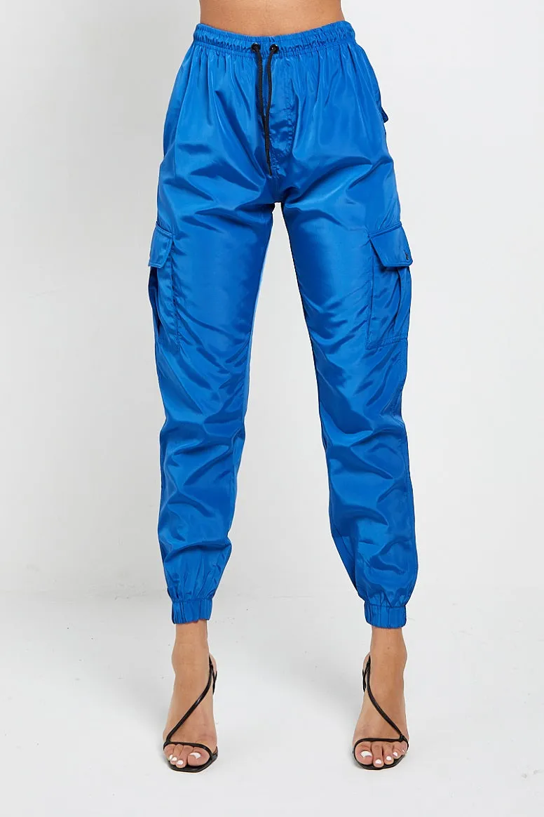 Royal Blue Lightweight Shell Cargo Joggers - Allie sold by Storm Desire product image thumbnail 4