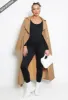 Black Ribbed Long Sleeve Unitard Jumpsuit - Vera sold by Storm Desire