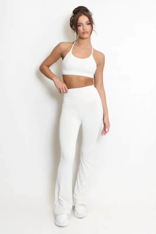 Cream Flared Leg Seamed Shaping Legging - Rosie sold by Storm Desire