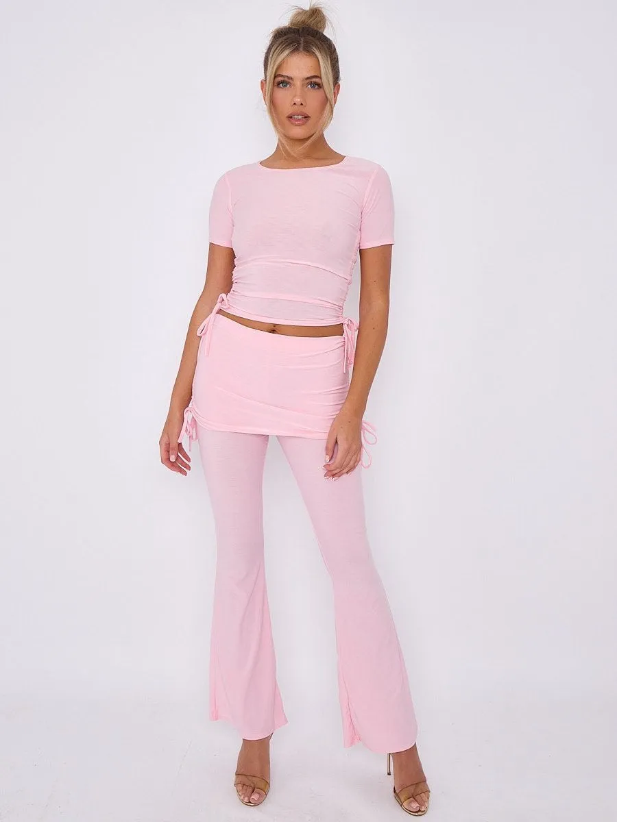 Ruched Crop Top & Fold Over Flared Trouser Co-ord - Delilah sold by Storm Desire product image thumbnail 3
