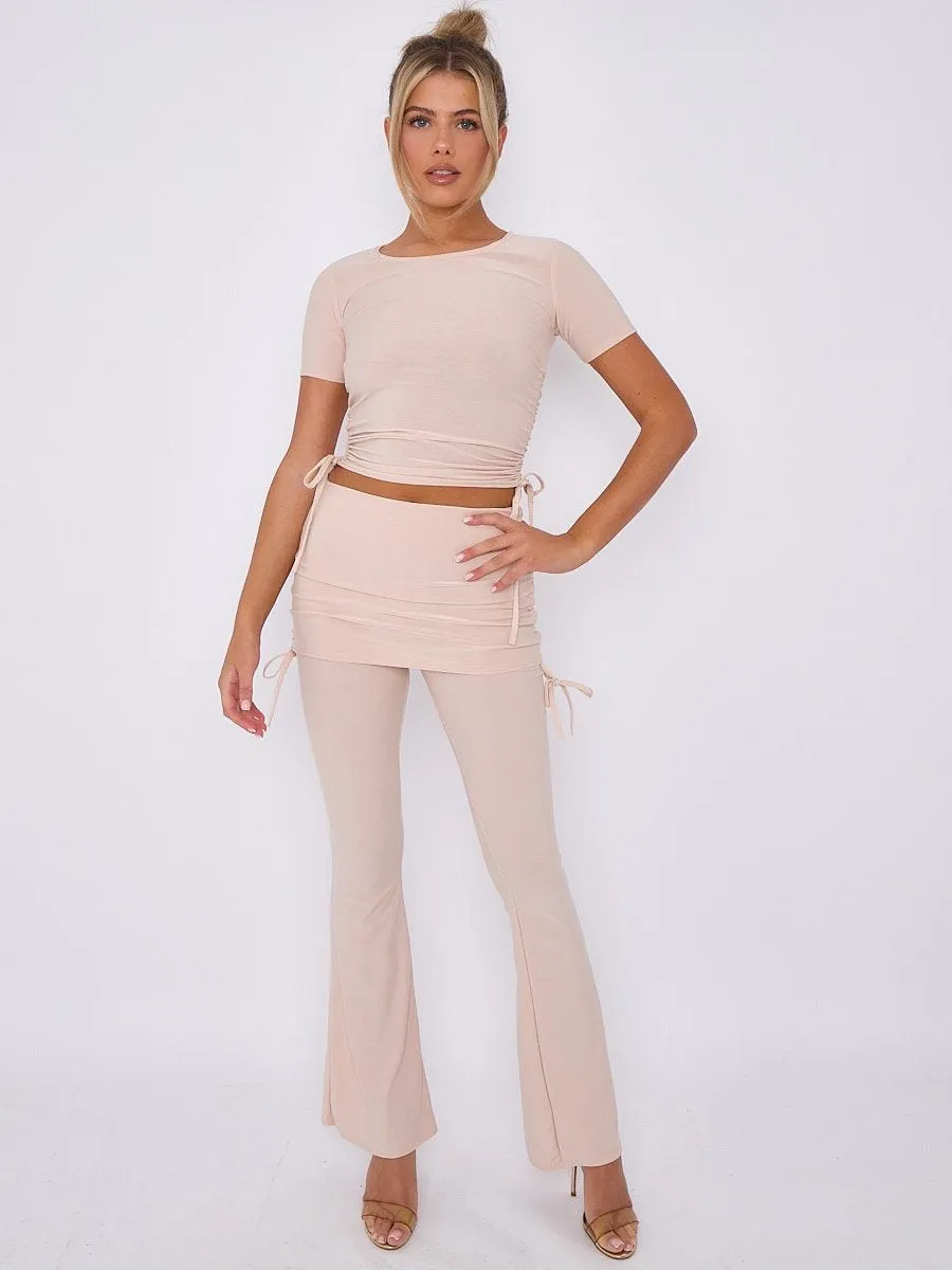 Ruched Crop Top & Fold Over Flared Trouser Co-ord - Delilah sold by Storm Desire product image thumbnail 4