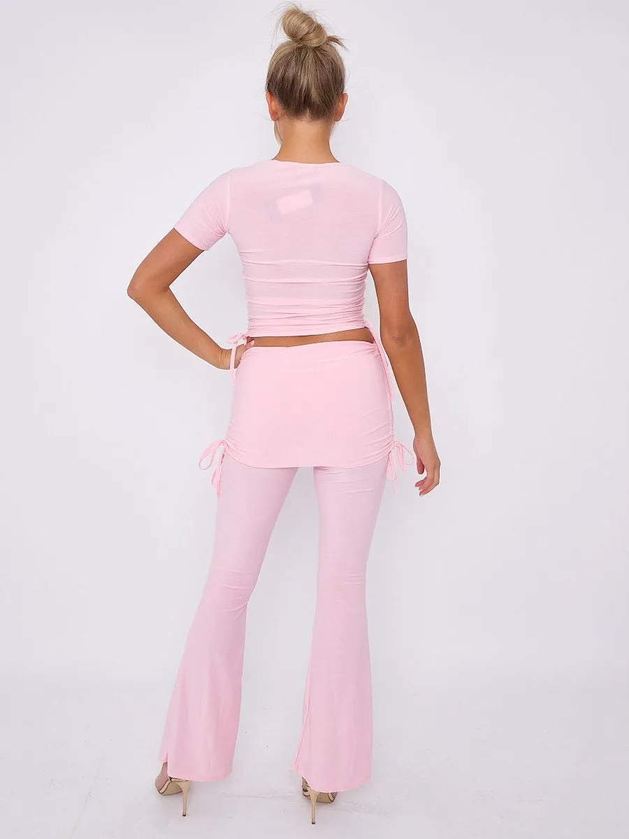 Ruched Crop Top & Fold Over Flared Trouser Co-ord - Delilah sold by Storm Desire product image thumbnail 2