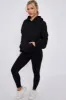 Black Ribbed Leggings & Ruched Sleeve Hoodie Set - Ellie sold by Storm Desire