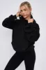 Black Ribbed Leggings & Ruched Sleeve Hoodie Set - Ellie sold by Storm Desire