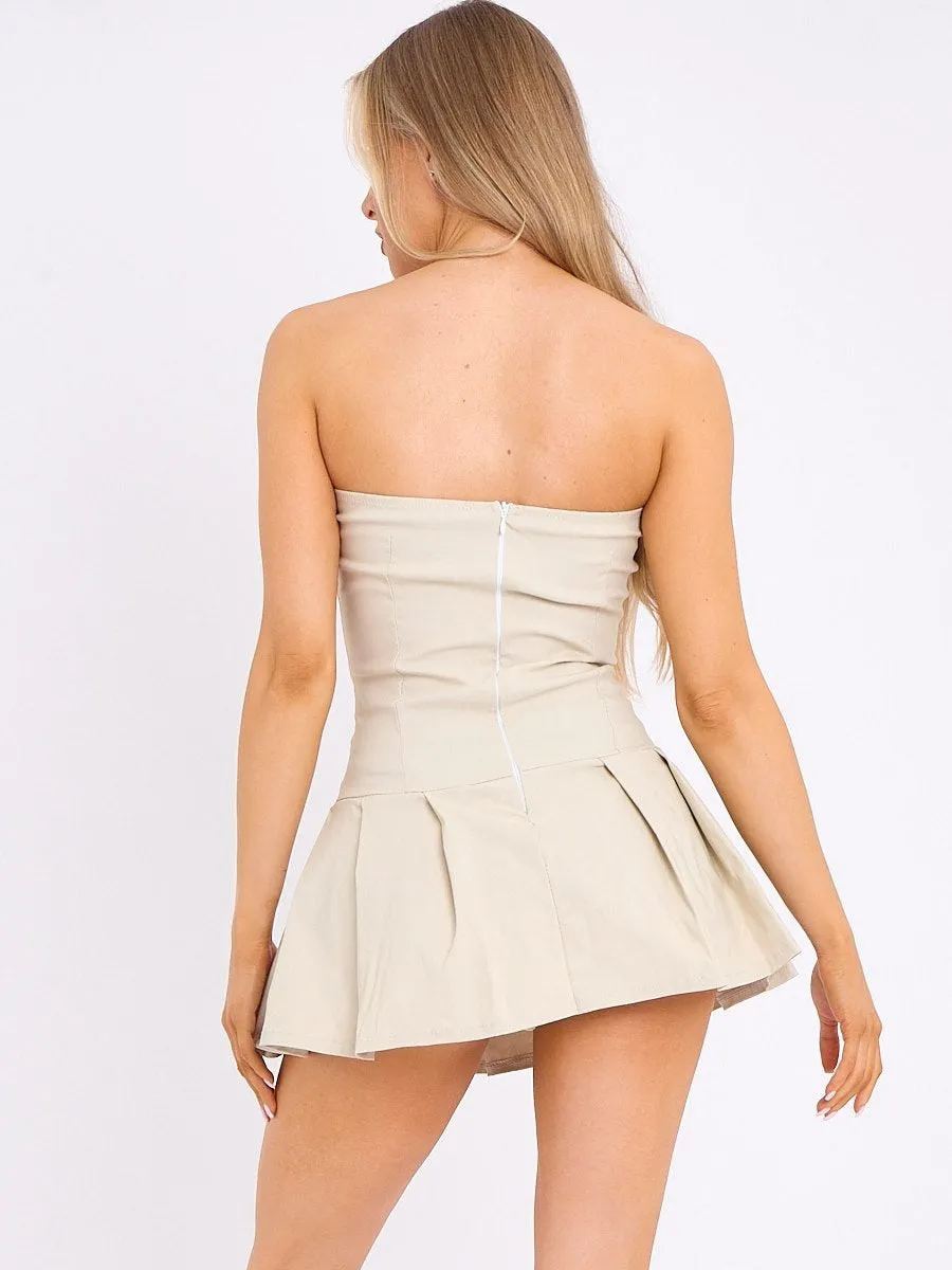 Bandeau Buckle Pleated Mini Skort Dress - Brianna sold by Storm Desire product image thumbnail 2