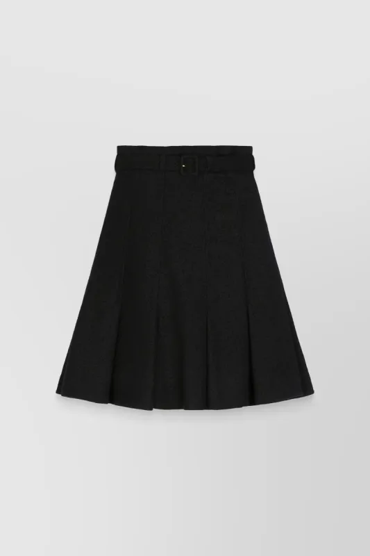 Pleated high waisted tweed mini skirt sold by Renaisa