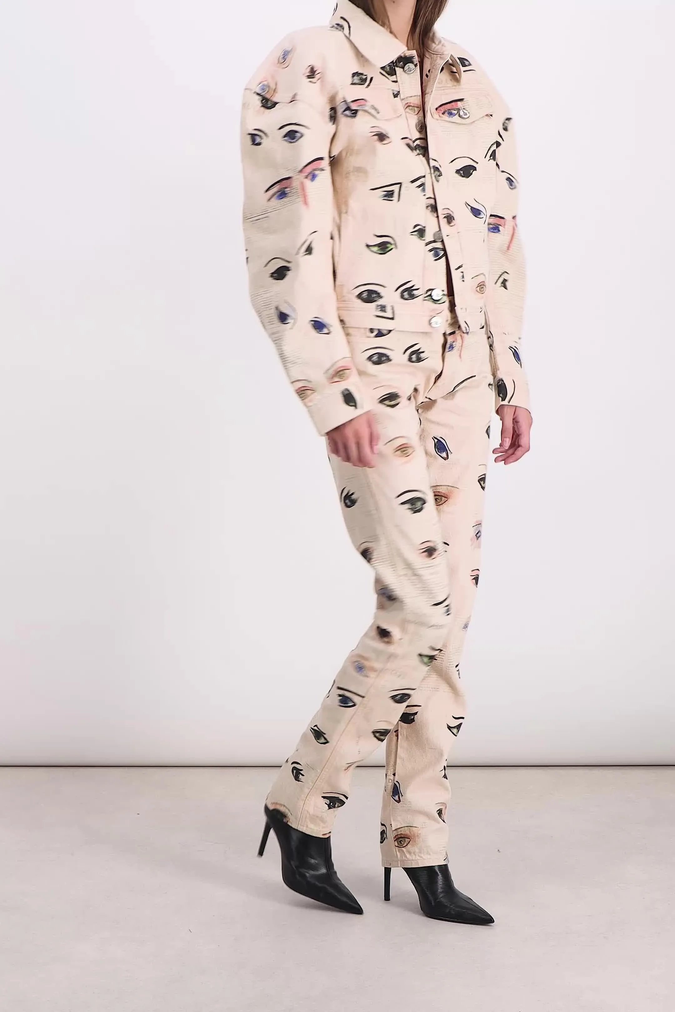 Printed denim boxer jacket sold by Renaisa product image thumbnail 4