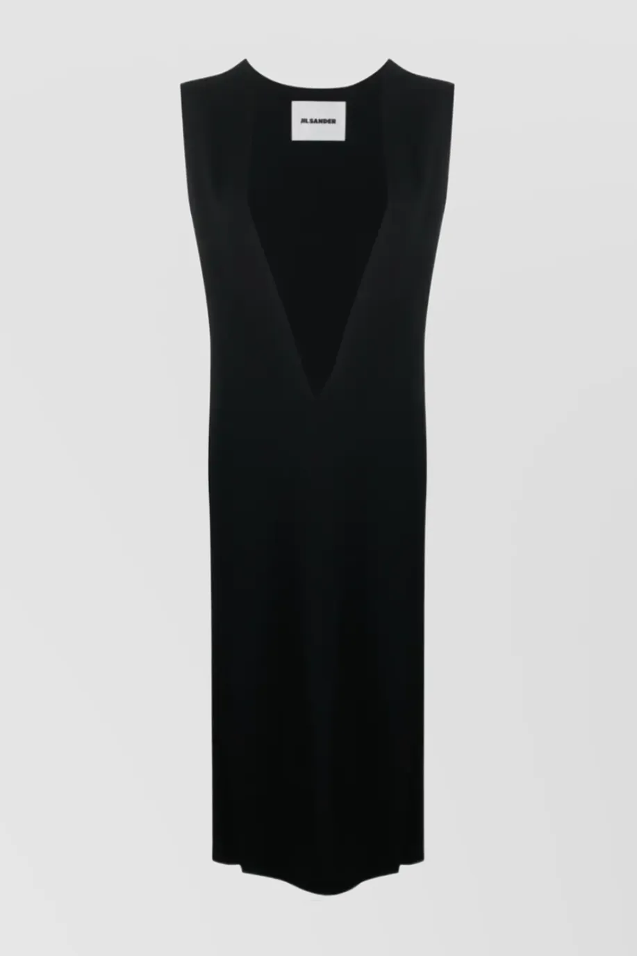 Deep v-neck fine viscose straight midi dress sold by Renaisa product image thumbnail 5