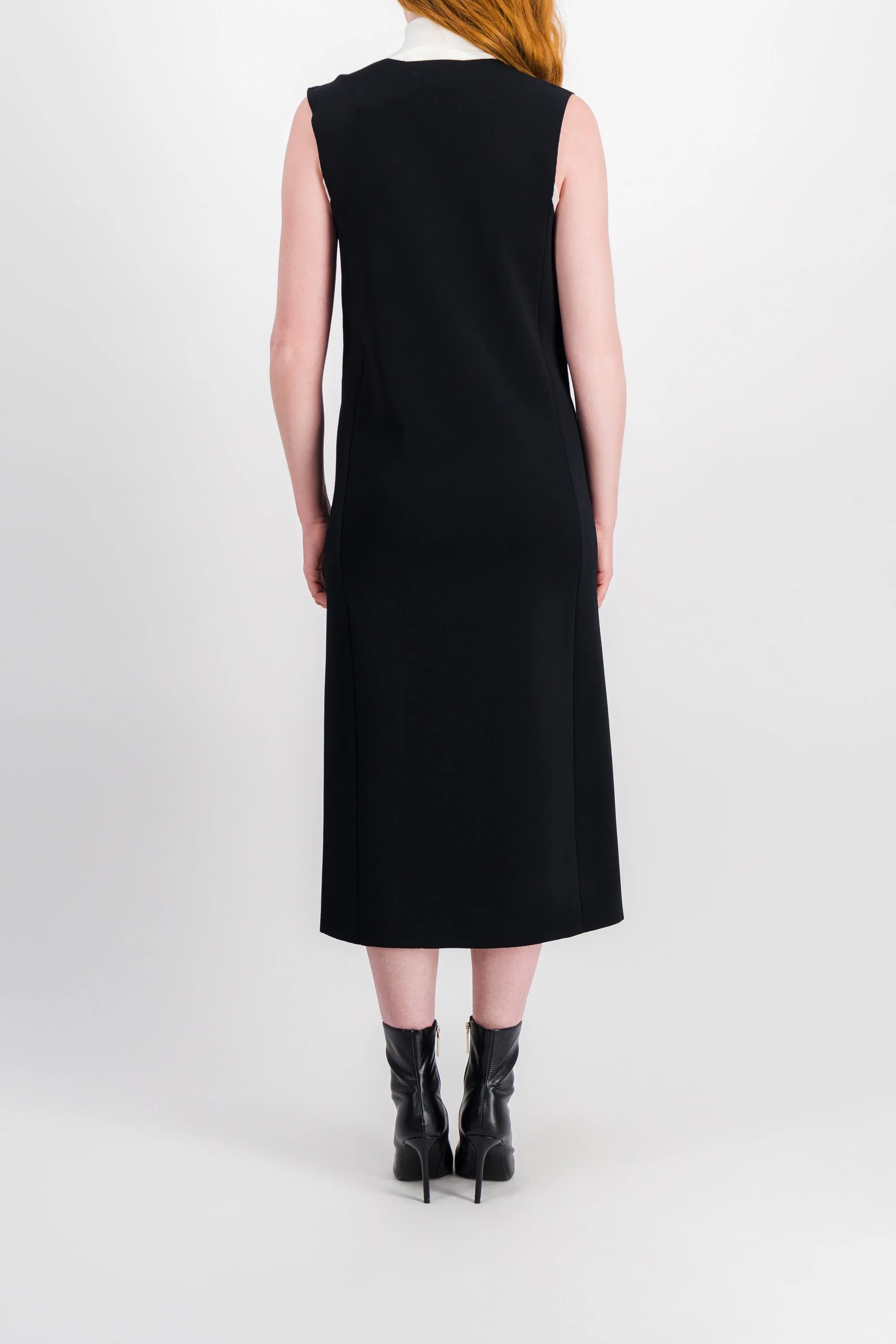 Deep v-neck fine viscose straight midi dress sold by Renaisa product image thumbnail 3