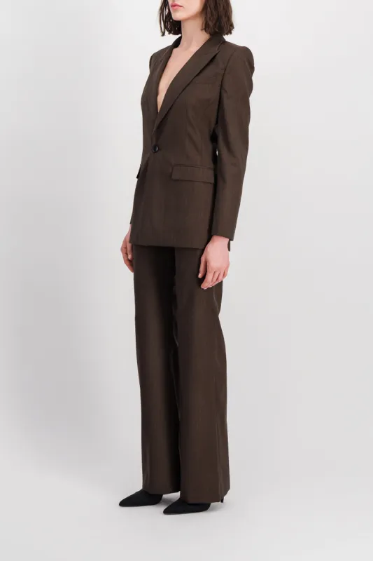 Brown wide leg tailored pants sold by Renaisa