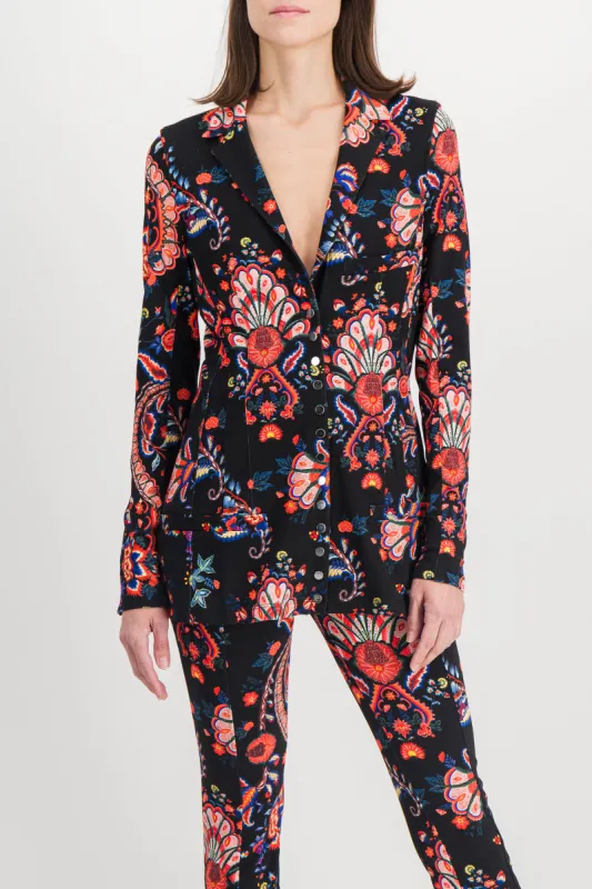 Paisley printed fitted tailoring blazer sold by Renaisa