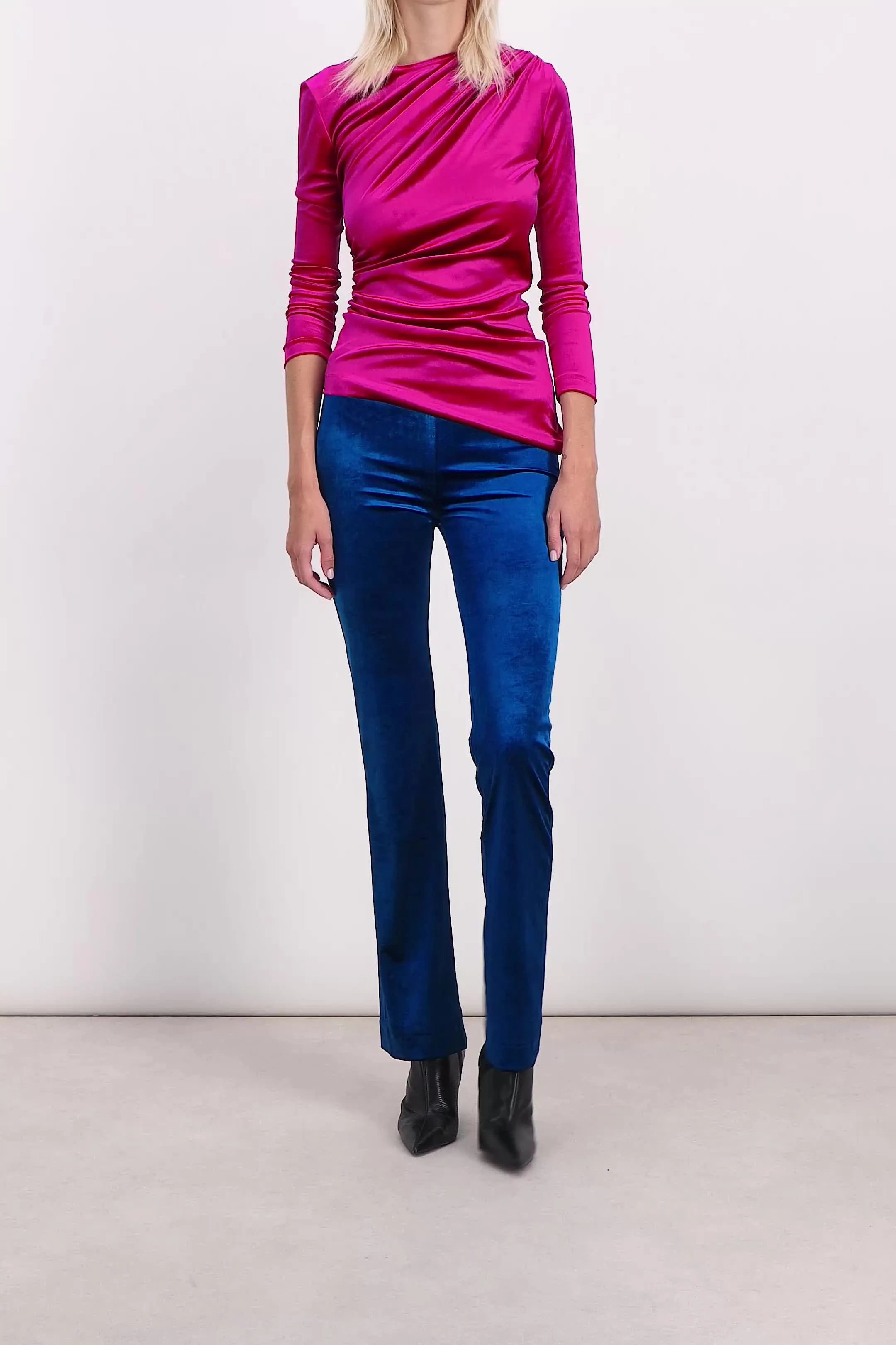 Fluid straight leg velvet pants sold by Renaisa product image thumbnail 5