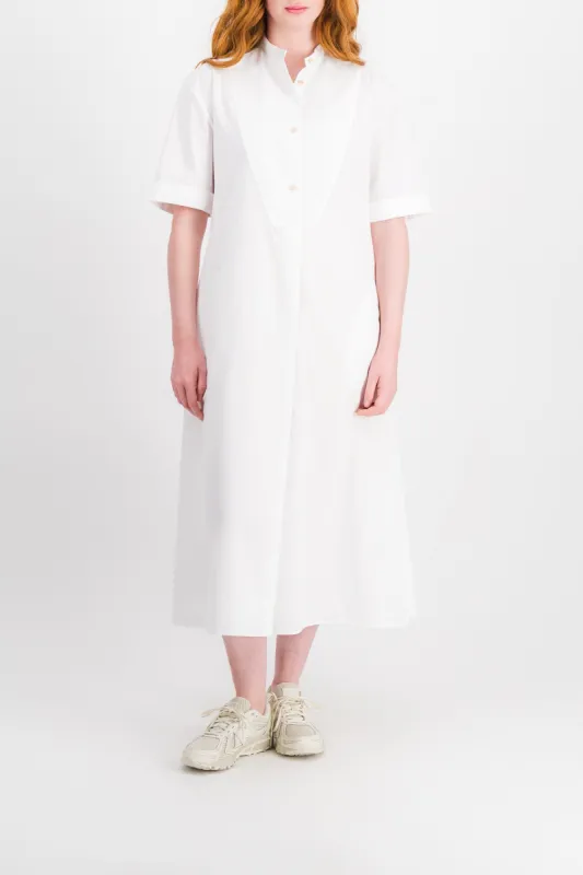 A-line maxi dress in heavy cotton poplin and wide short sleeves sold by Renaisa
