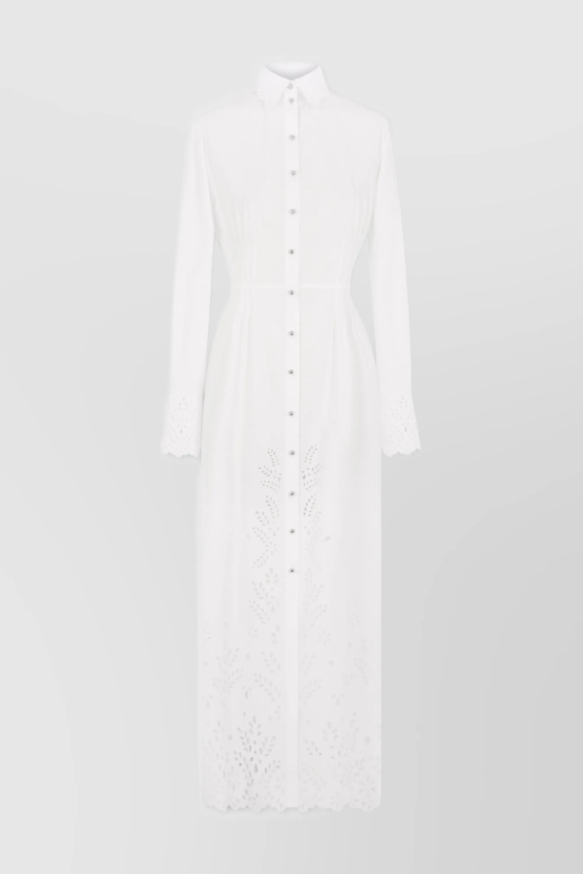 White maxi shirt dress with broderie anglaise sold by Renaisa product image thumbnail 4