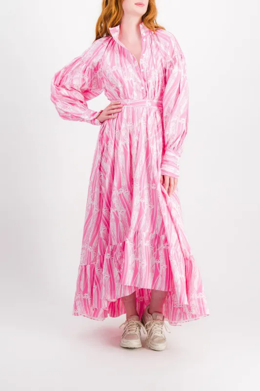 Printe eco poplin maxi frill dress sold by Renaisa
