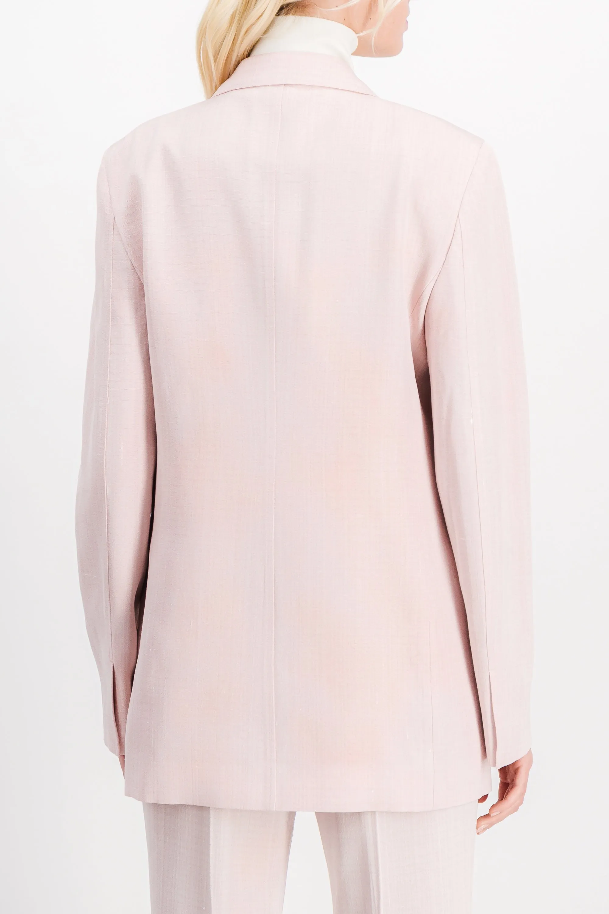 Double breasted fluid silk and viscose tailoring jacket sold by Renaisa product image thumbnail 3