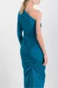 One shoulder draped recycled jersey maxi dress sold by Renaisa