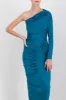 One shoulder draped recycled jersey maxi dress sold by Renaisa