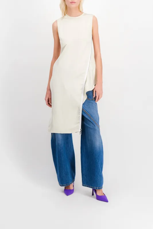 Sleeveless asymmetric satin top sold by Renaisa