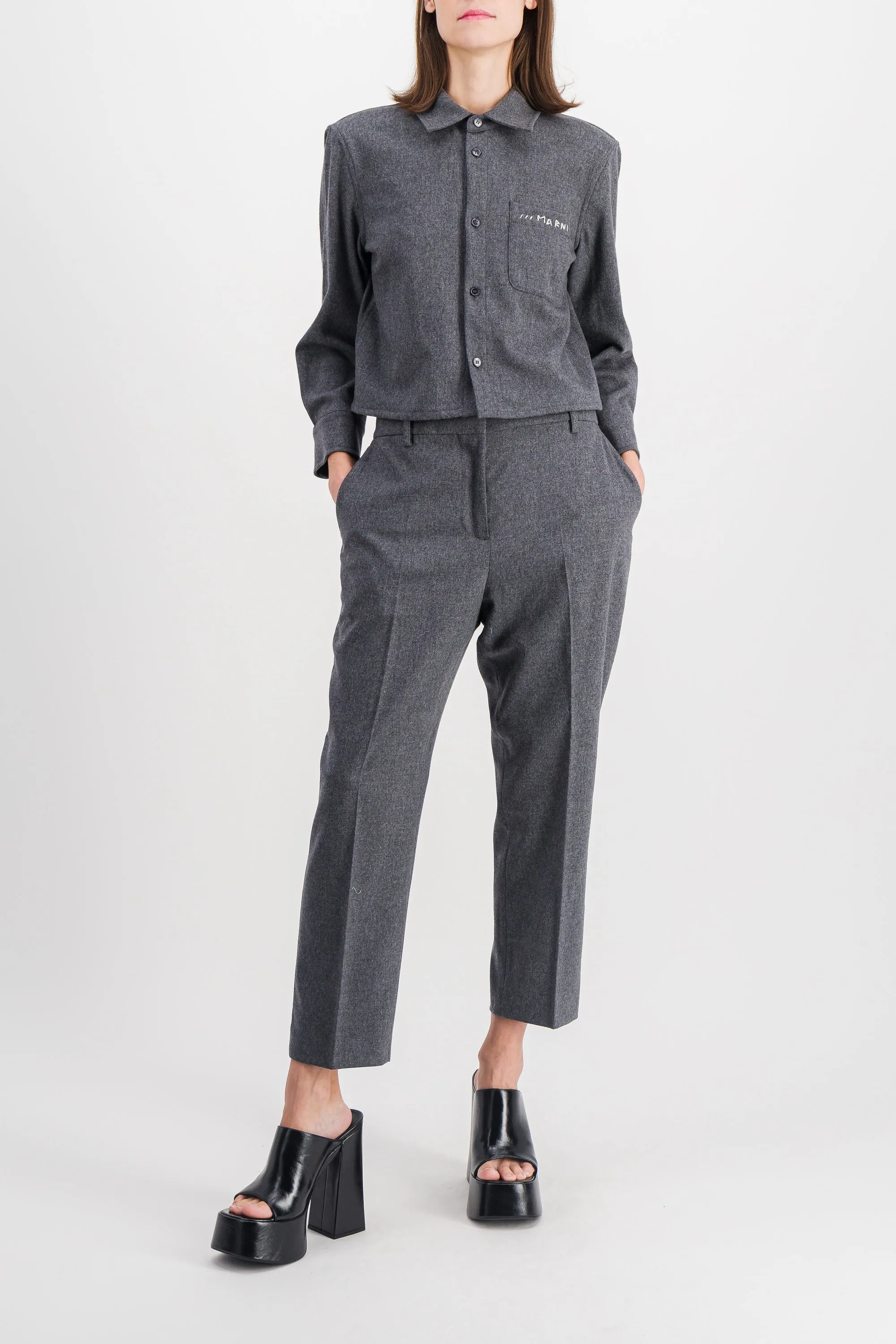 Cropped straight cigarette line pants sold by Renaisa product image thumbnail 2