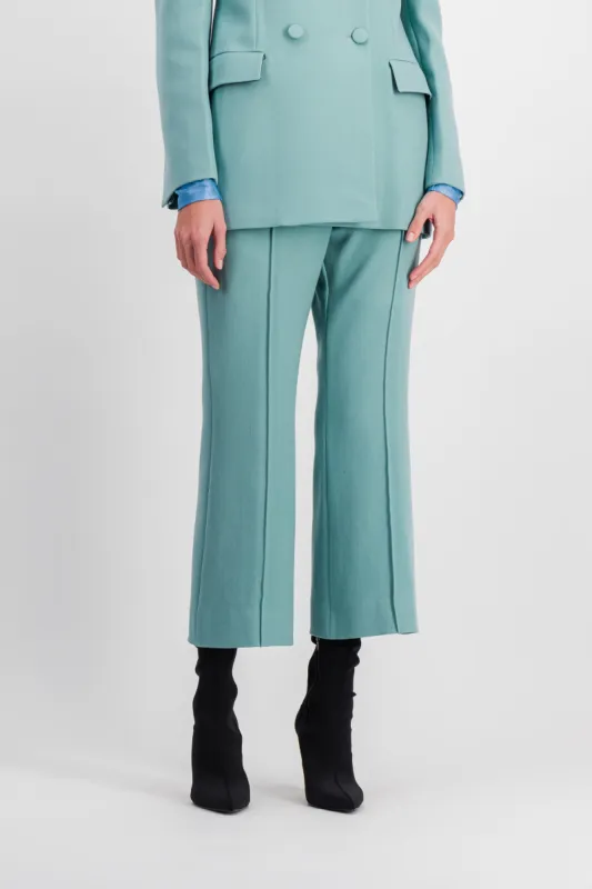 Cropped straight leg wool-nylon pants sold by Renaisa