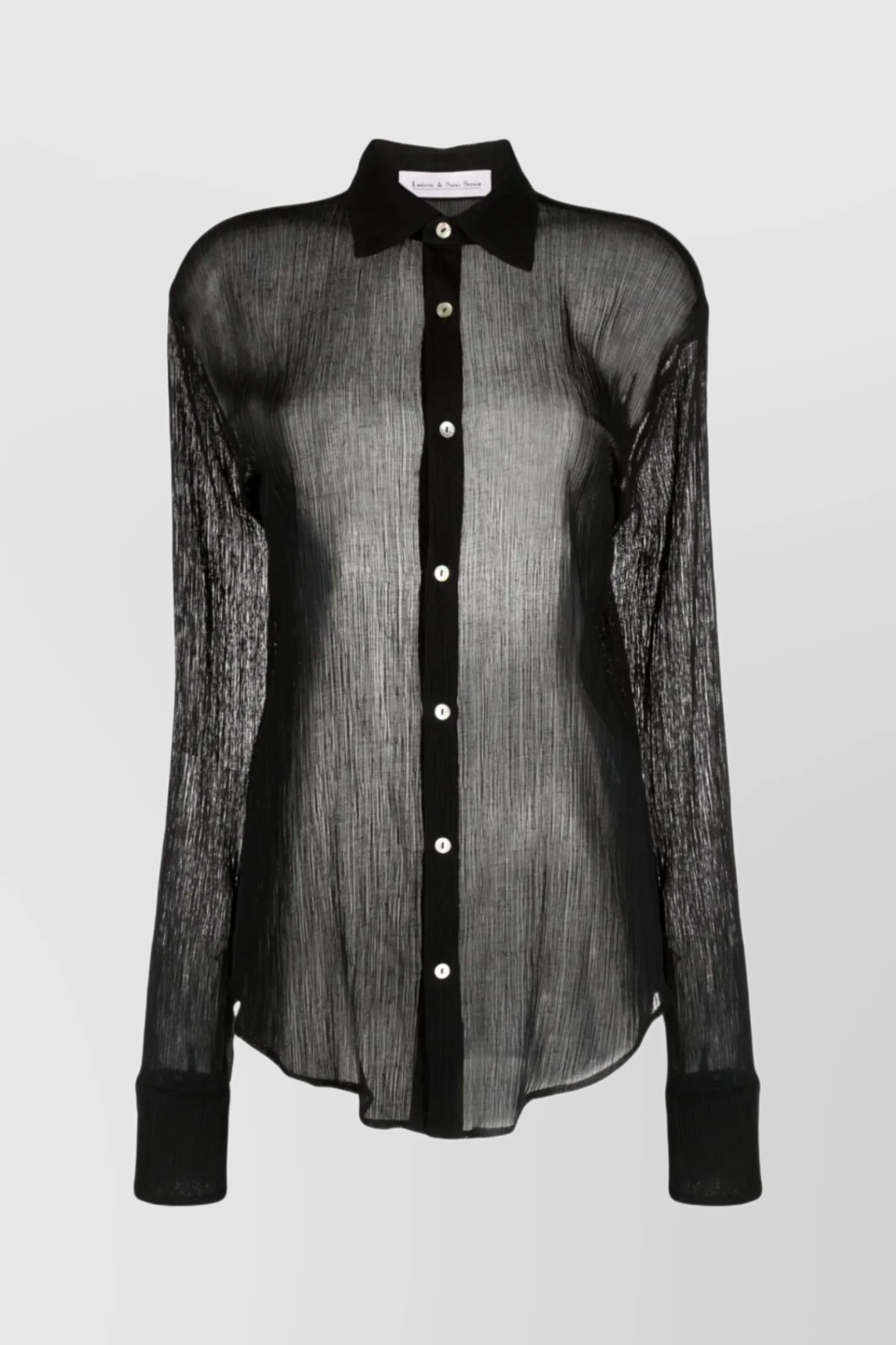 Black fluid linen shirt sold by Renaisa product image thumbnail 2